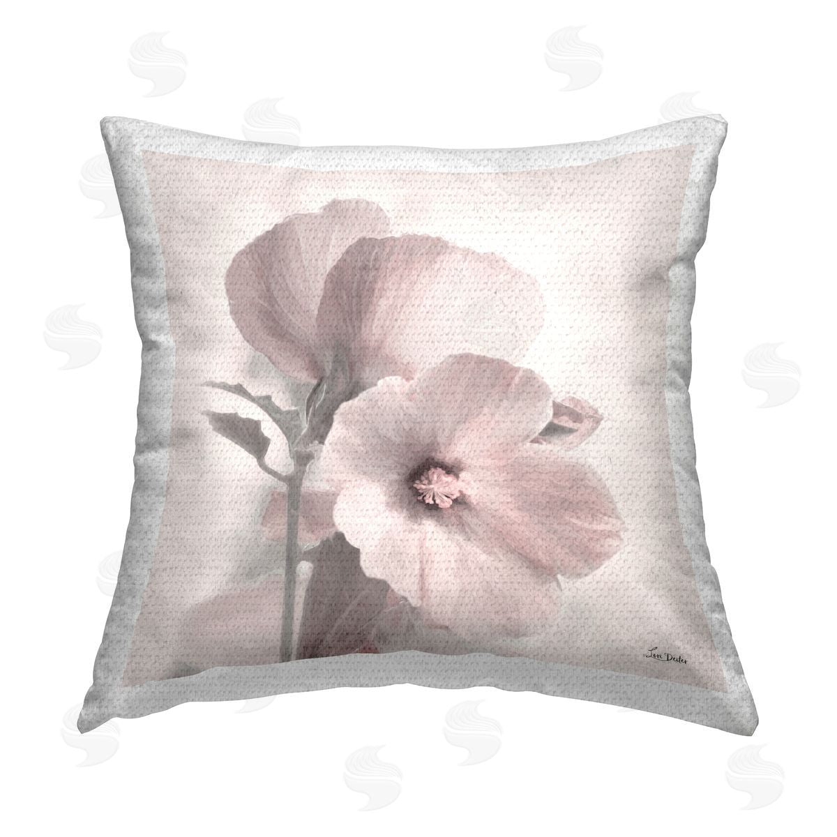 Muted Flower Blossoms Outdoor Printed Pillow, Home Decor by Lori Deiter