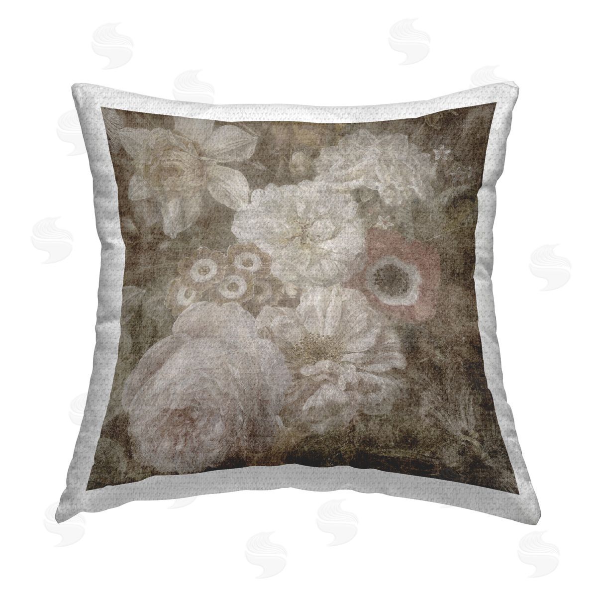 Vintage Flower Blooms Outdoor Printed Pillow, Home Decor by LSR Design Studio
