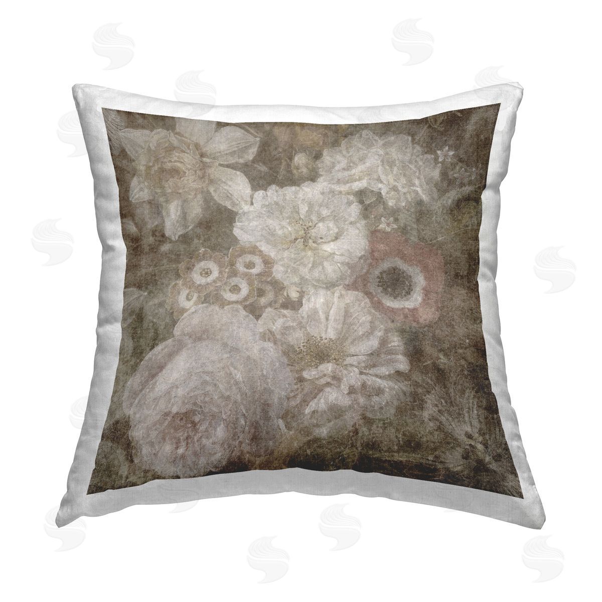 Vintage Flower Blooms Decorative Printed Pillow, Home Decor by LSR Design Studio