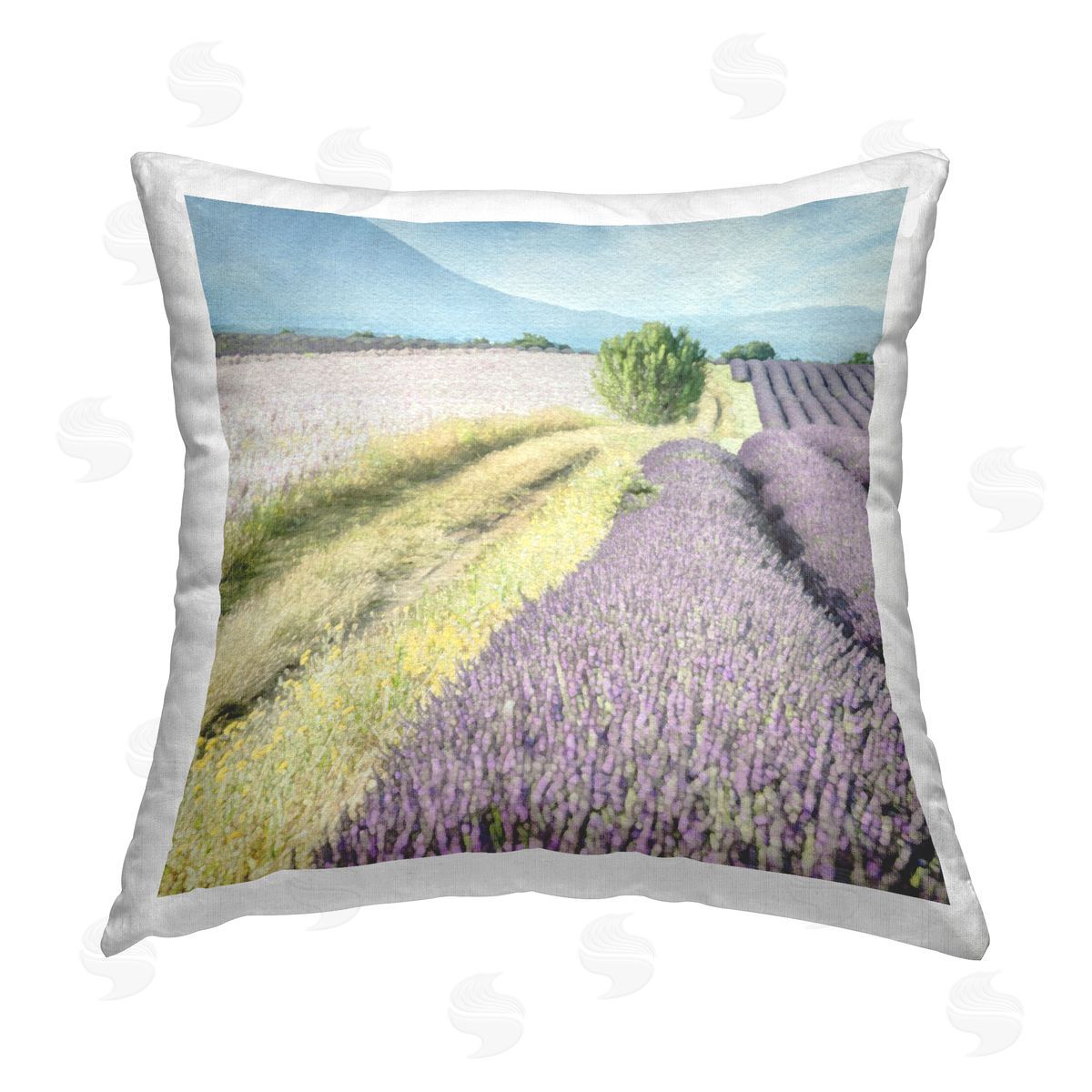 Lavender Fields Landscape Decorative Printed Pillow, Home Decor by LSR Design Studio