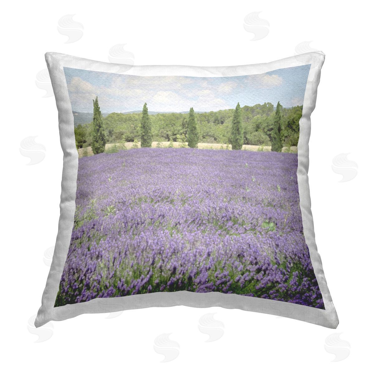 Country Lavender Scenery Decorative Printed Pillow, Home Decor by LSR Design Studio