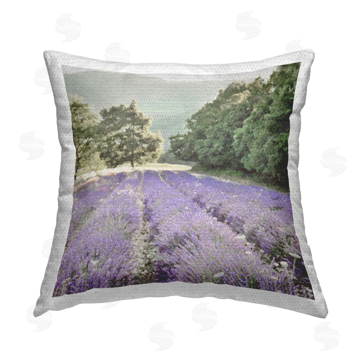 Lavender Plants Landscape Outdoor Printed Pillow, Home Decor by LSR Design Studio