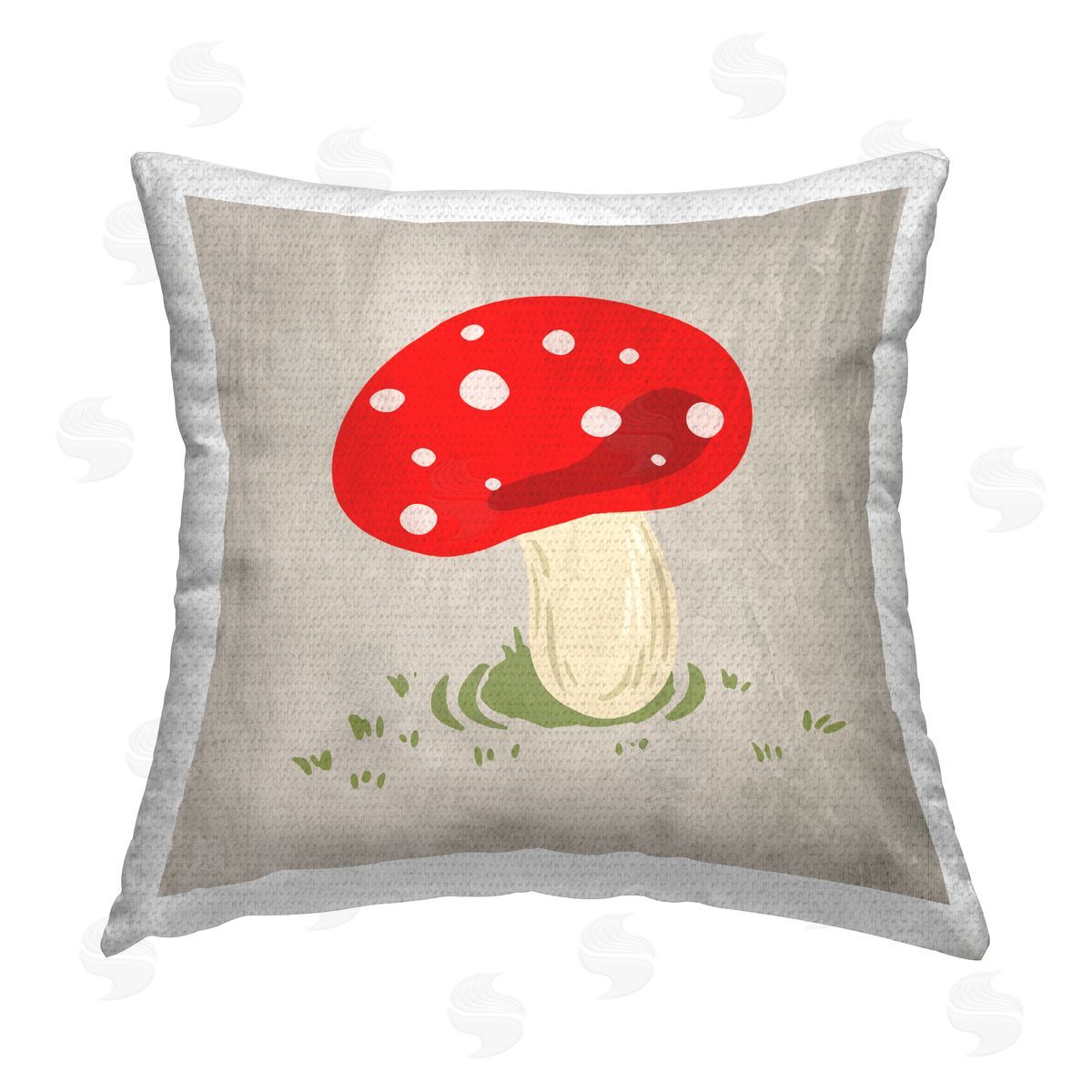 Modern Red Mushroom Outdoor Printed Pillow, Home Decor by Ziwei Li