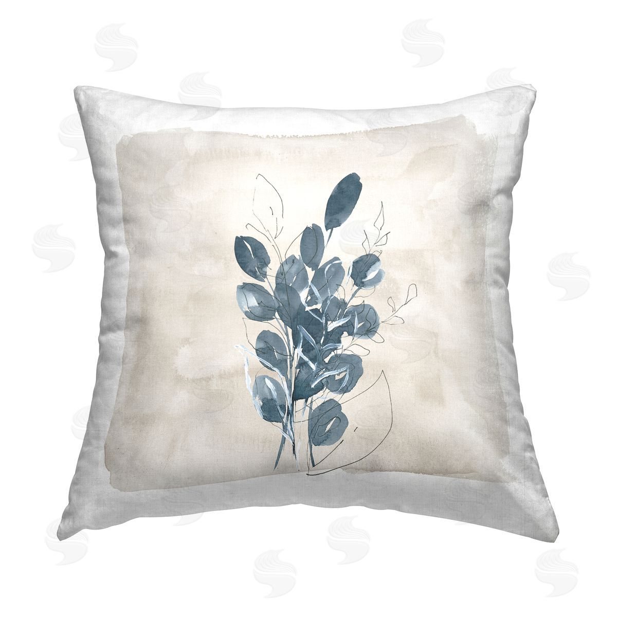 Blue Boho Botanicals Decorative Printed Pillow, Home Decor by Lucille Price