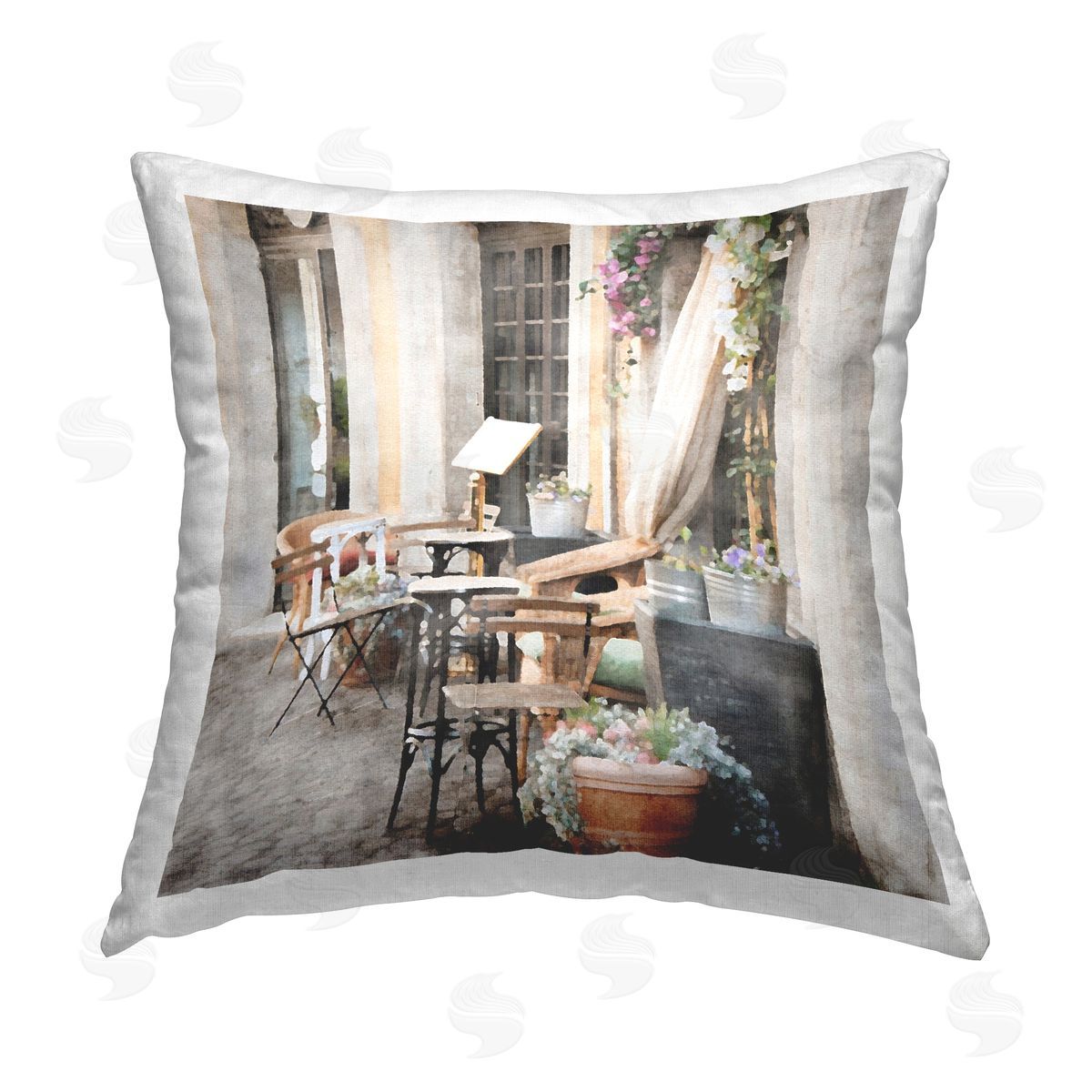 Italian Patio Scenery Decorative Printed Pillow, Home Decor by LSR Design Studio