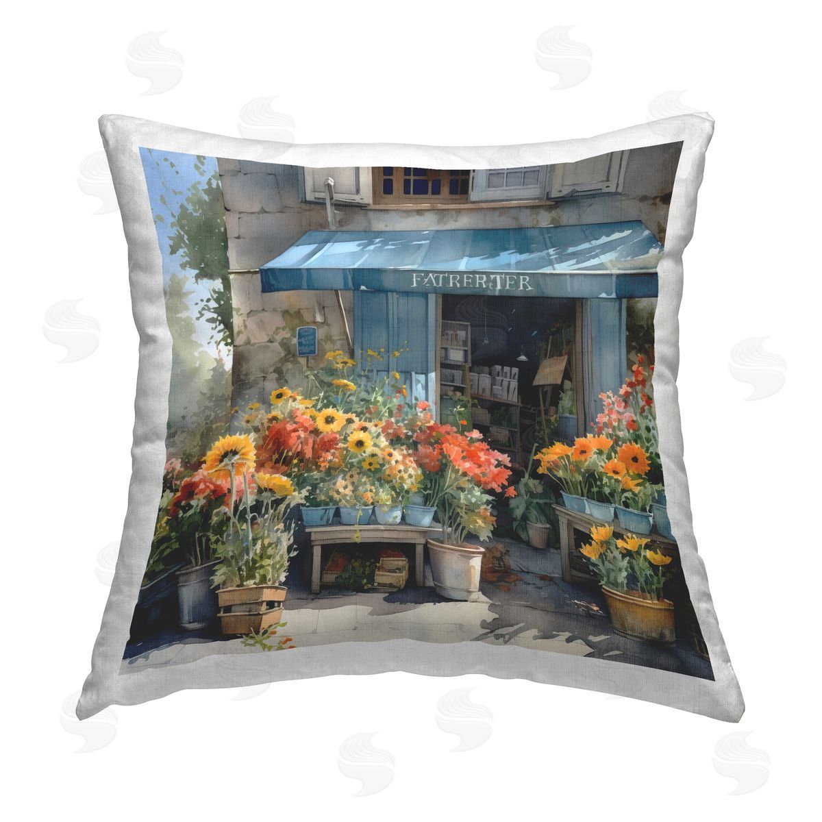 Neighborhood Flower Shop Decorative Printed Pillow, Home Decor by LSR Design Studio