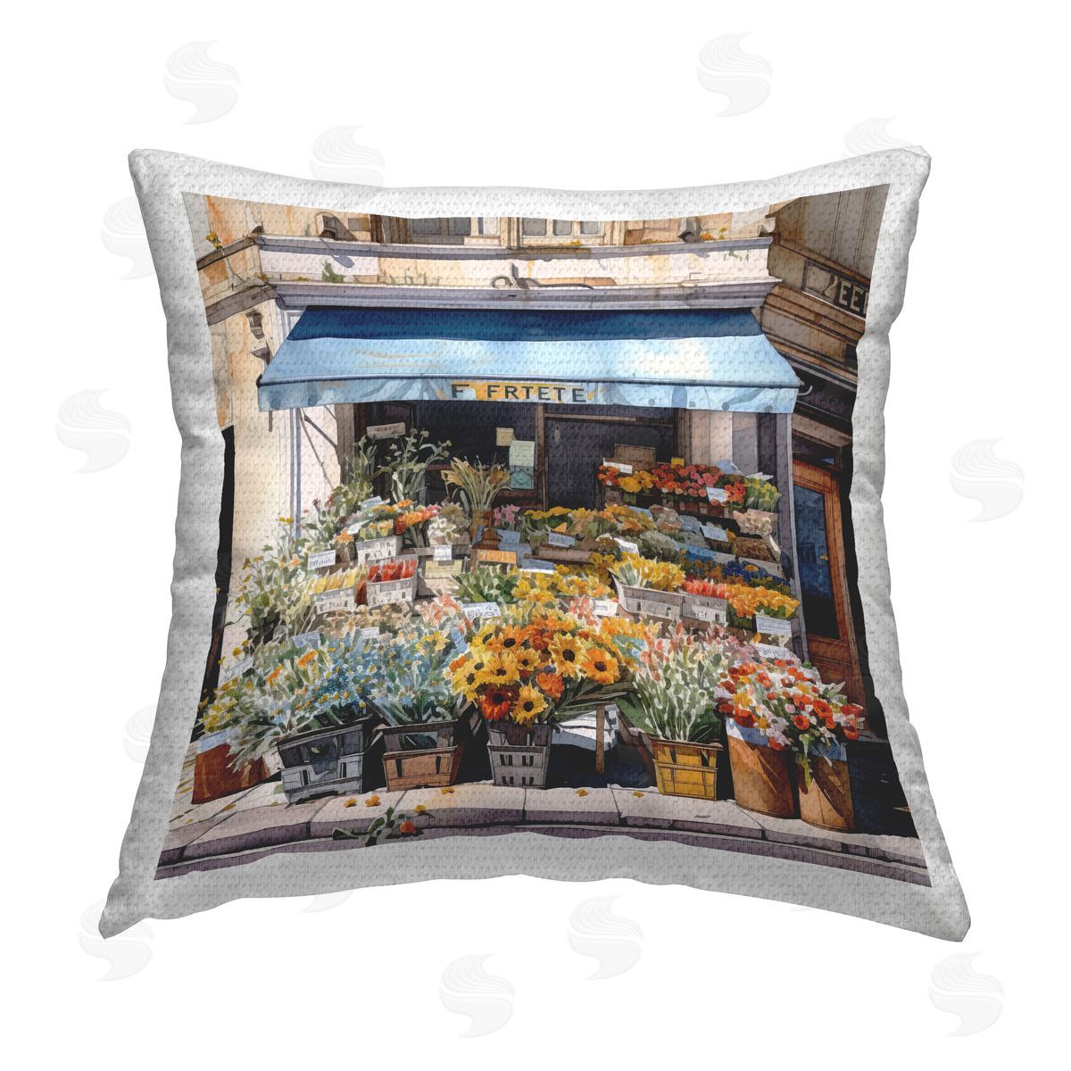Urban Flower Shop Outdoor Printed Pillow, Home Decor by LSR Design Studio