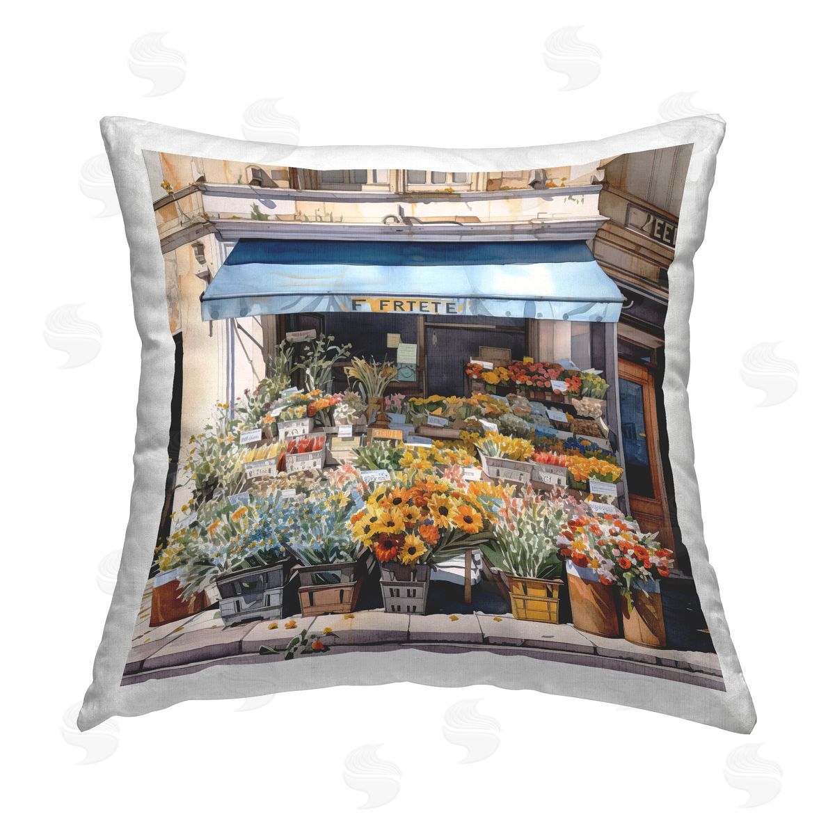 Urban Flower Shop Decorative Printed Pillow, Home Decor by LSR Design Studio