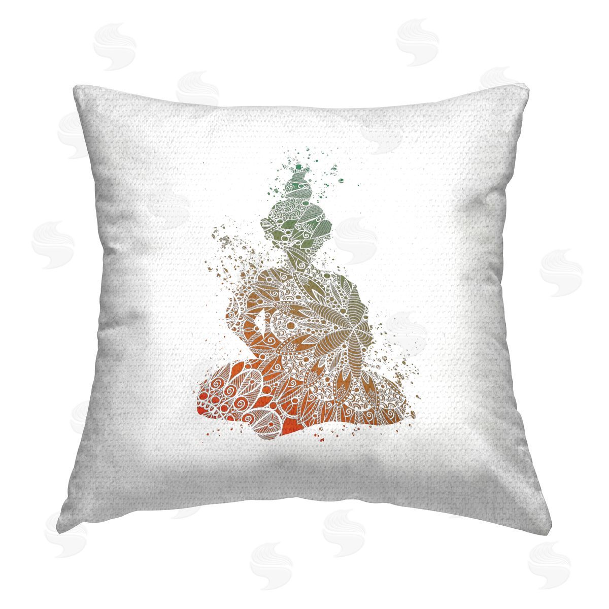 Modern Patterned Buddha Outdoor Printed Pillow, Home Decor by Sebastian Grafmann