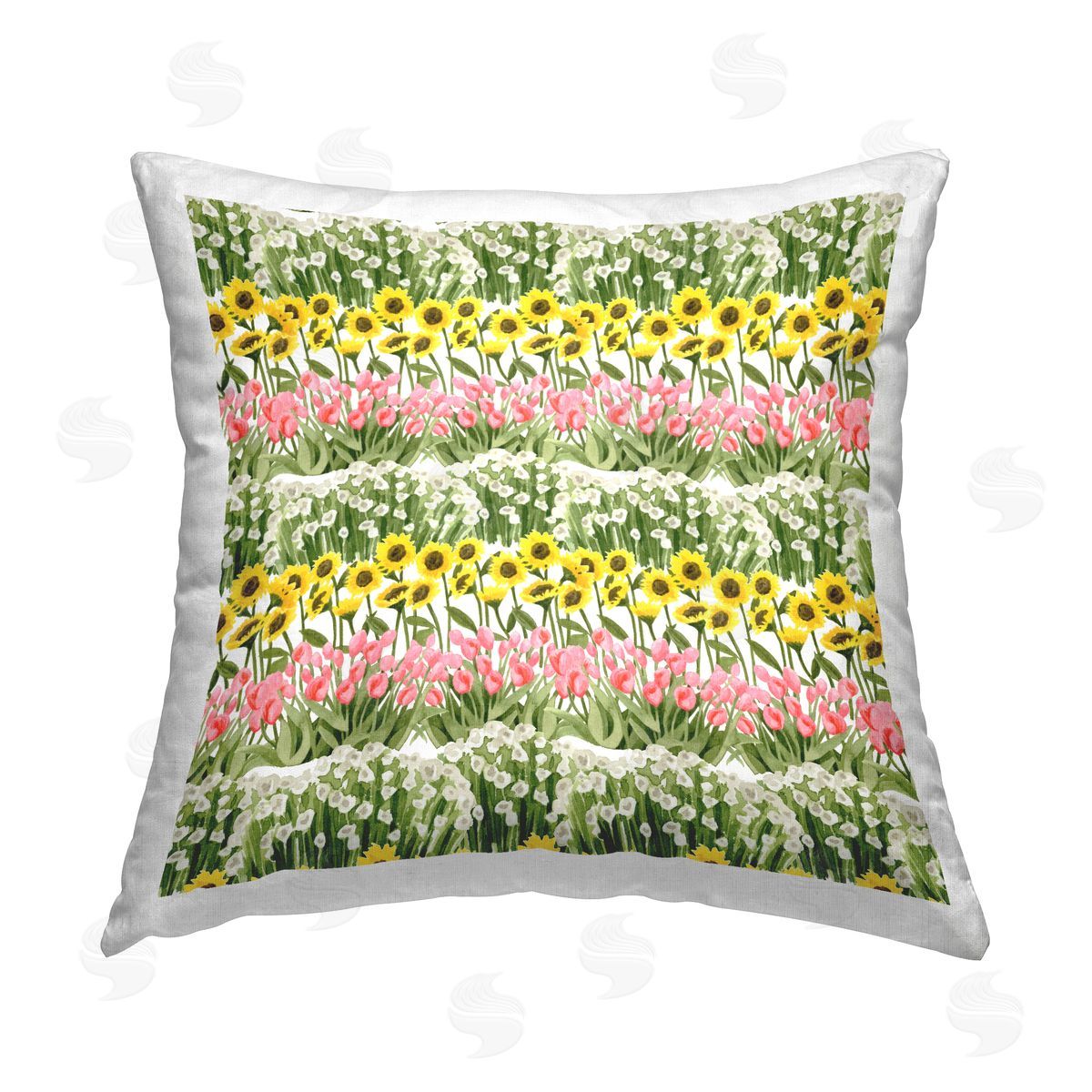 Sunflowers & Tulips Pattern Decorative Printed Pillow, Home Decor by Grace Popp