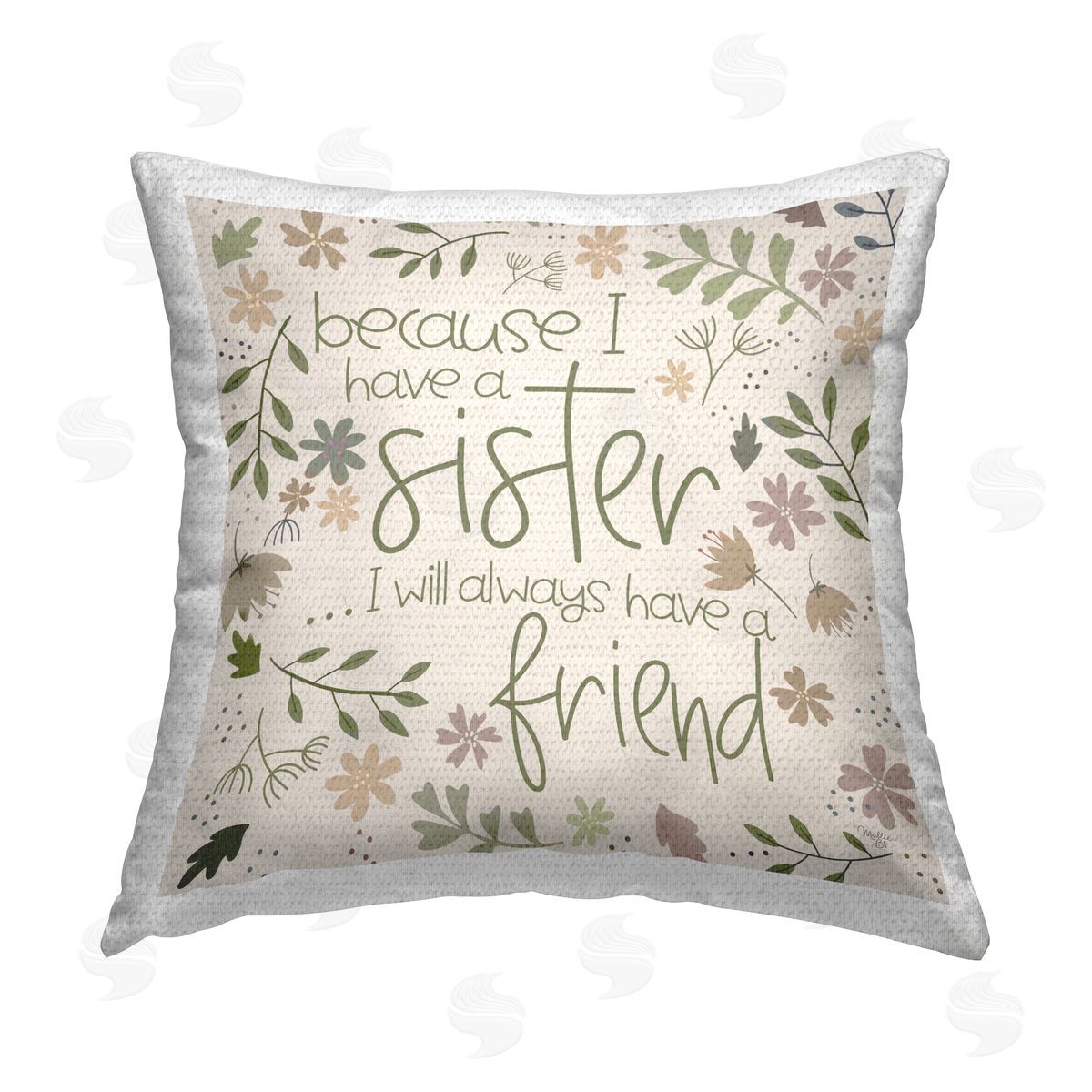Sister & Friend Family Phrase Outdoor Printed Pillow, Home Decor by Mollie B.