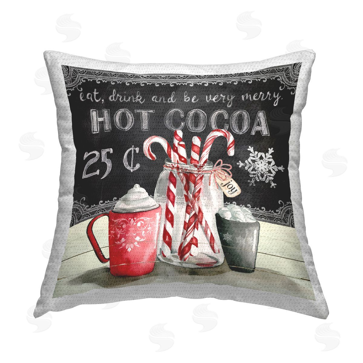 Carol Robinson Winter Peppermint & Cocoa Outdoor Quick-Dry Polyester Printed Throw Pillow
