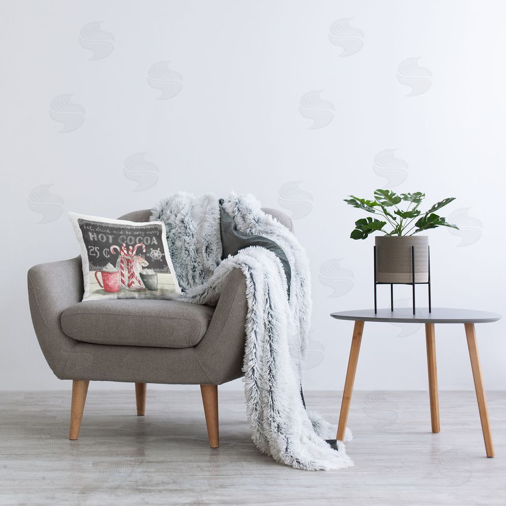Carol Robinson Winter Peppermint & Cocoa Printed Plush Polyester Throw Pillow On Chair