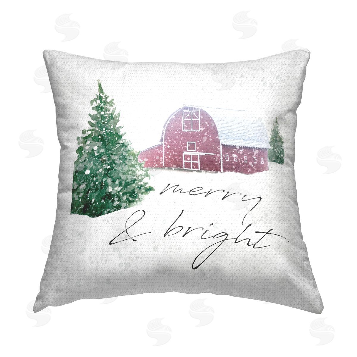 Carol Robinson Merry & Bright Red Barn Outdoor Quick-Dry Polyester Printed Throw Pillow
