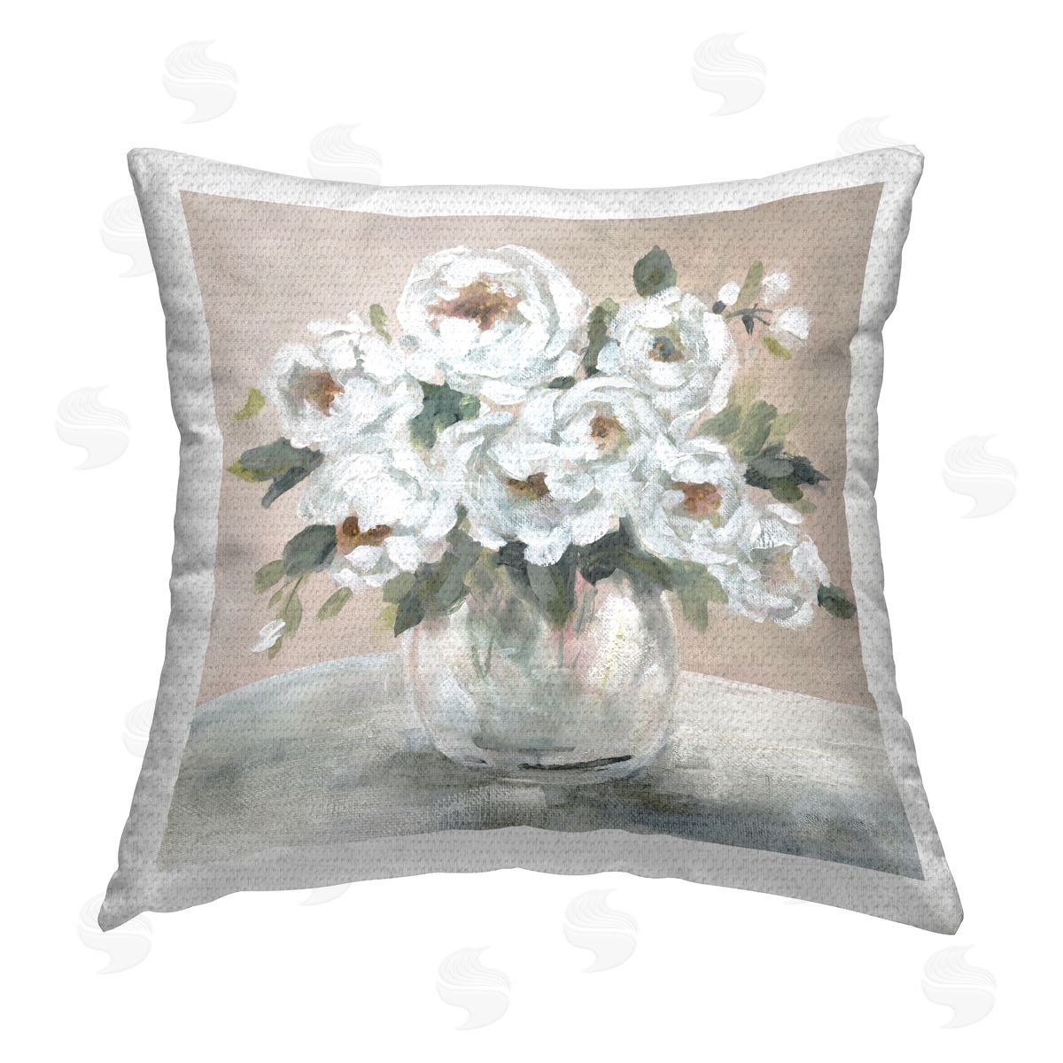 Carol Robinson Bouquet of White Flowers Outdoor Quick-Dry Polyester Printed Throw Pillow