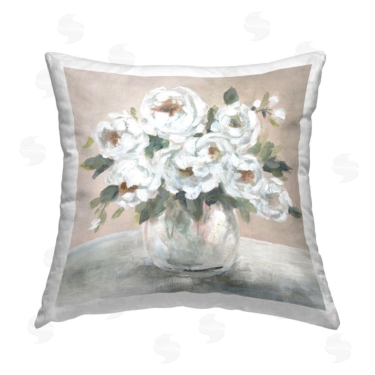 Carol Robinson Bouquet of White Flowers Printed Plush Polyester Throw Pillow