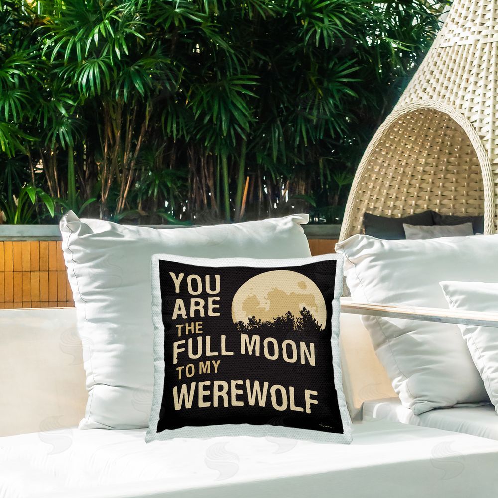 Kendra Shedenhelm Halloween Romance Phrase Outdoor Quick-Dry Polyester Printed Throw Pillow in Back Yard