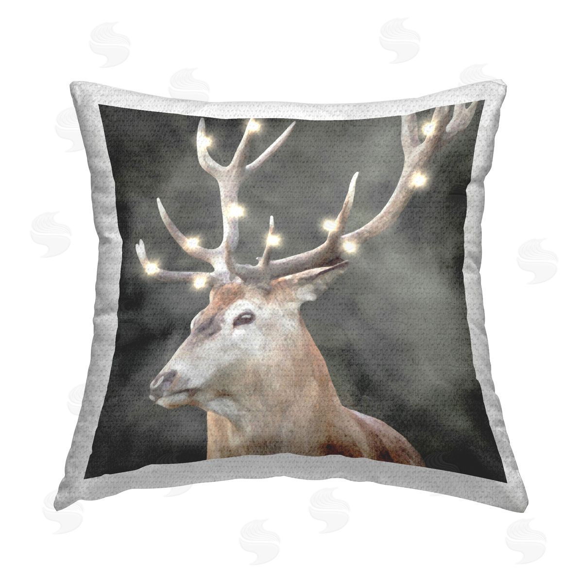 LSR Design Studio Deer with Holiday Lights Outdoor Quick-Dry Polyester Printed Throw Pillow