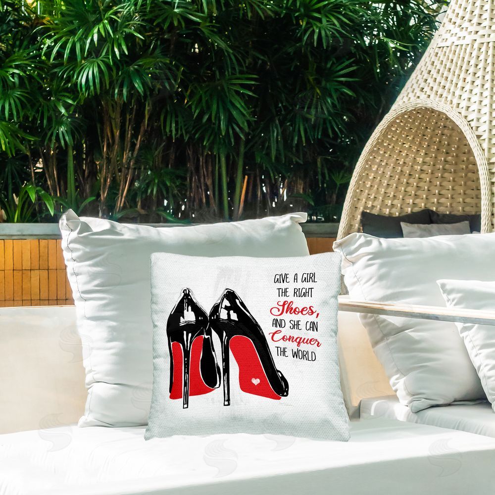 Carol Robinson The Right Shoes Phrase Outdoor Quick-Dry Polyester Printed Throw Pillow in Back Yard