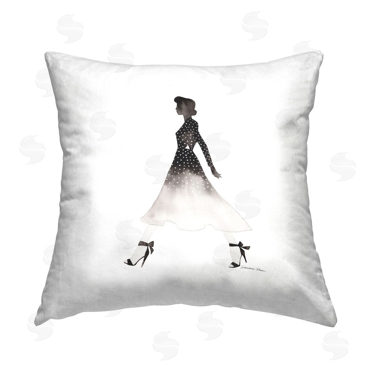 Simone Elum Girl in Black Dress Printed Plush Polyester Throw Pillow