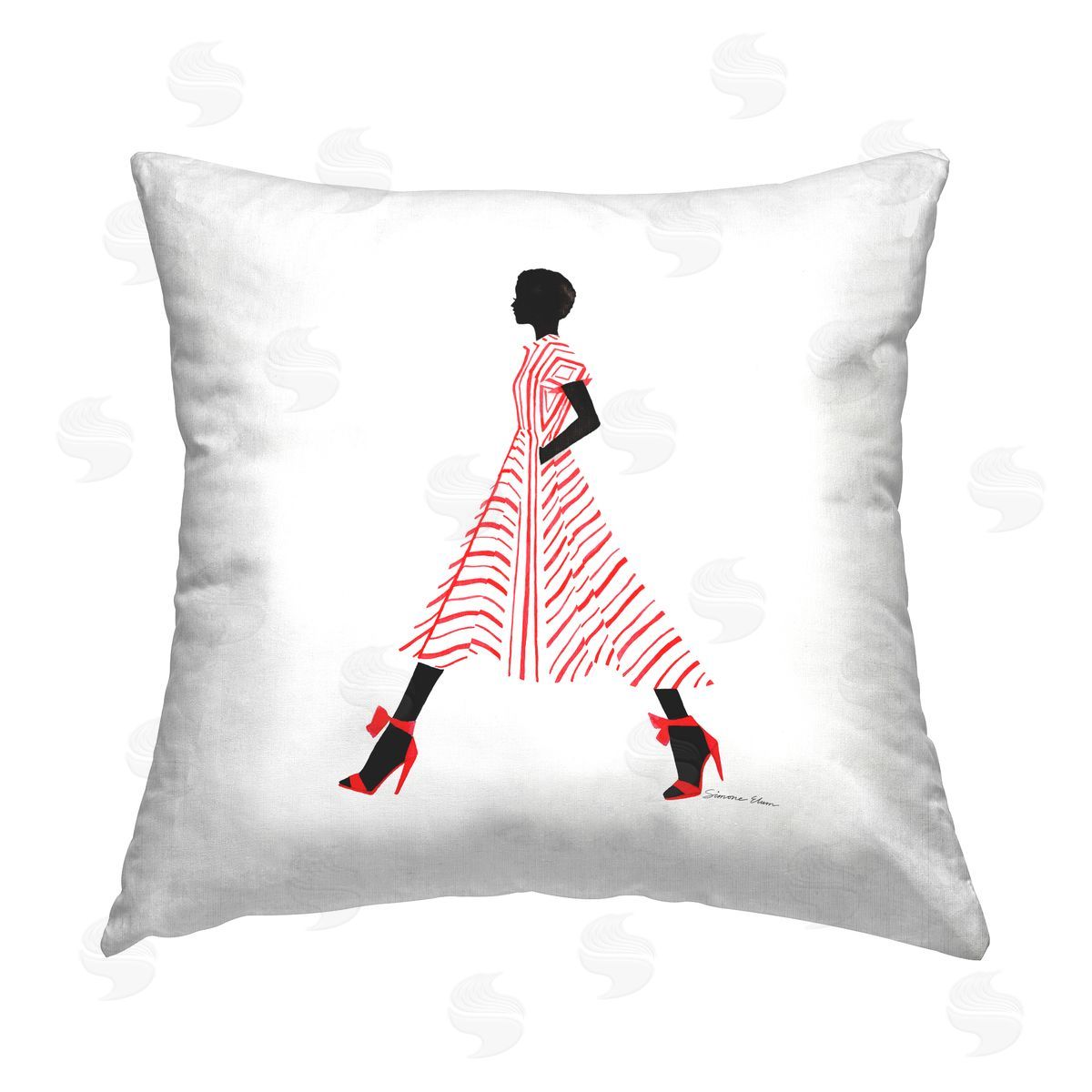 Simone Elum Trendy Fashion Girl Printed Plush Polyester Throw Pillow