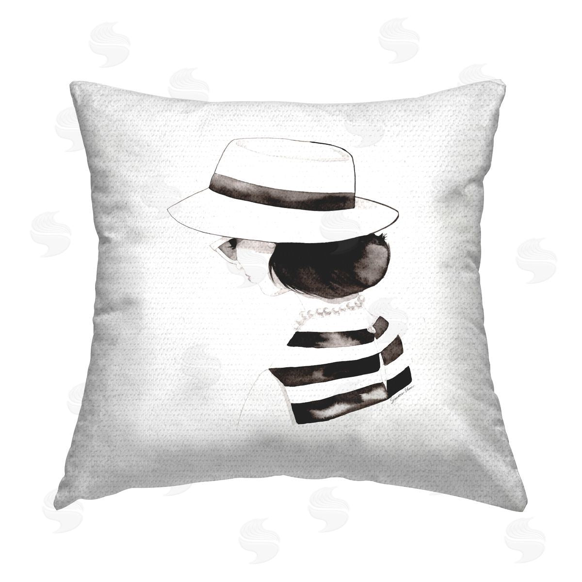 Simone Elum Classic Pears Girl Portrait Outdoor Quick-Dry Polyester Printed Throw Pillow