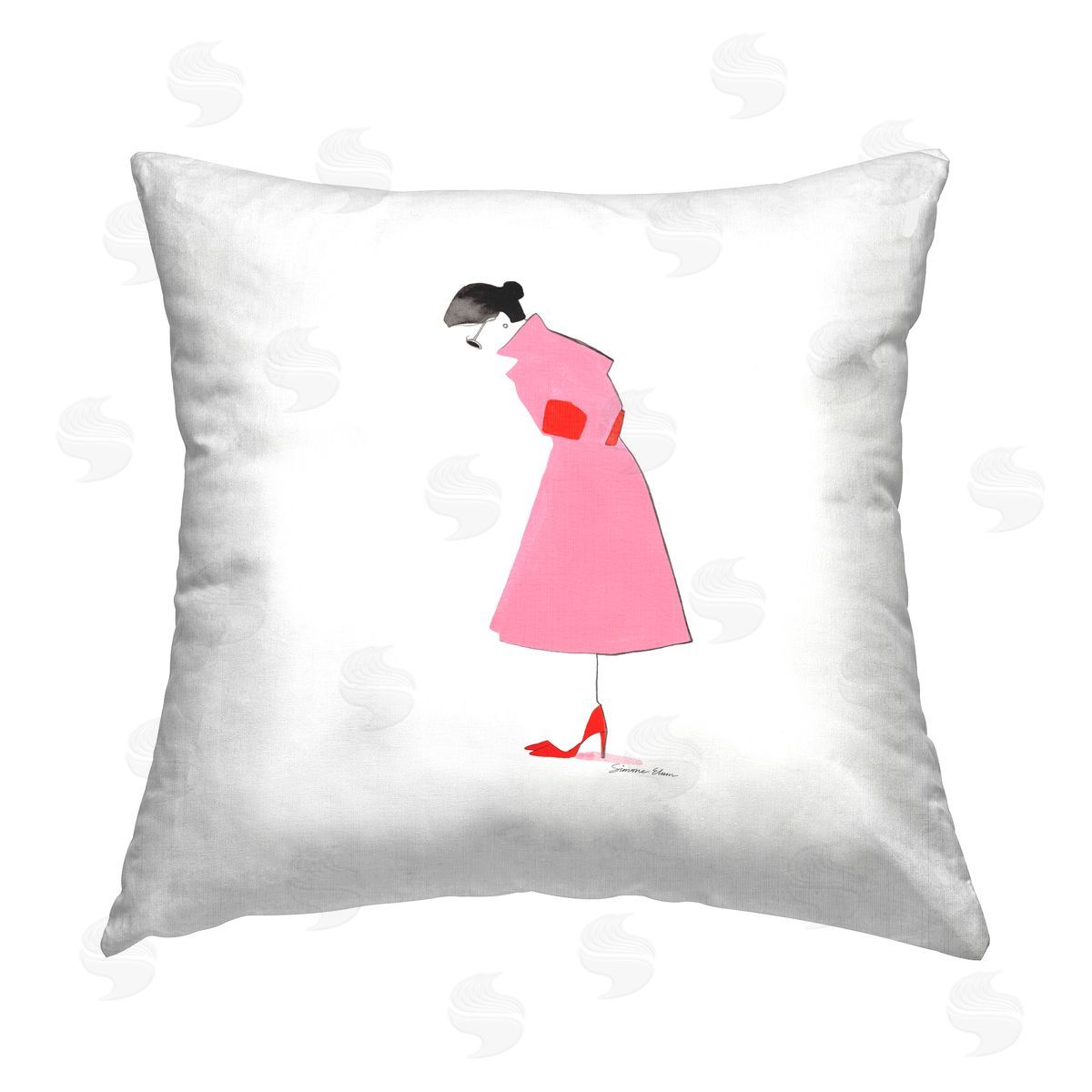 Simone Elum Pink Glam Fashionista Printed Plush Polyester Throw Pillow