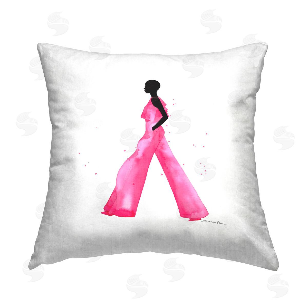 Simone Elum Girl in Glam Jumpsuit Printed Plush Polyester Throw Pillow