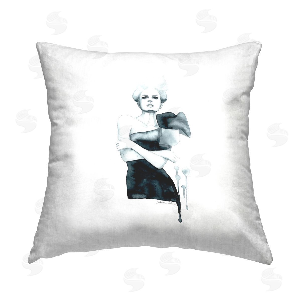 Simone Elum Trendy Fashion Portrait Printed Plush Polyester Throw Pillow