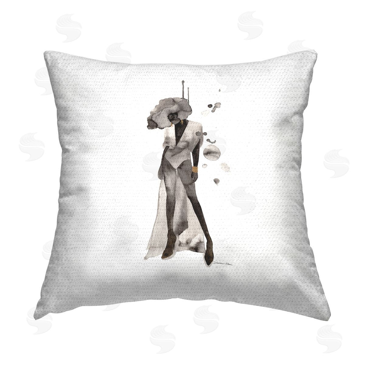 Simone Elum Modern Fashion Silhouette Outdoor Quick-Dry Polyester Printed Throw Pillow