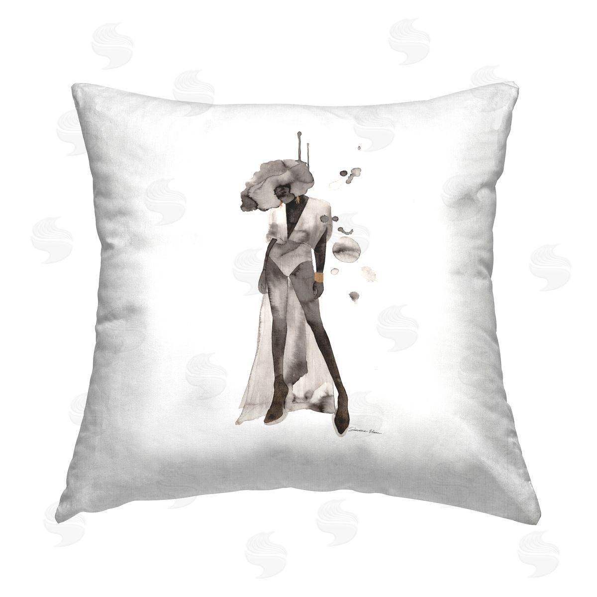 Simone Elum Modern Fashion Silhouette Printed Plush Polyester Throw Pillow