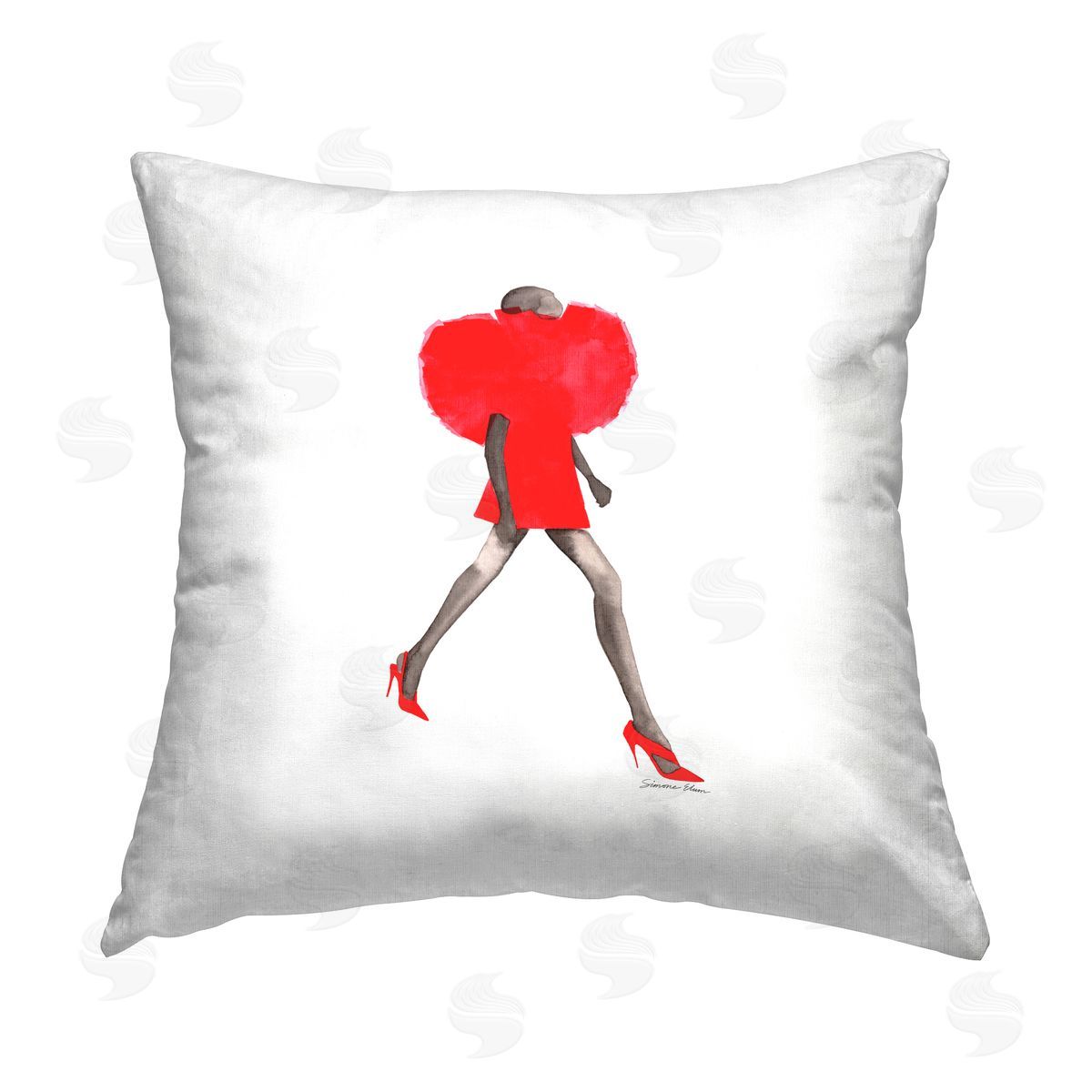 Simone Elum Silhouette in Red Dress Printed Plush Polyester Throw Pillow
