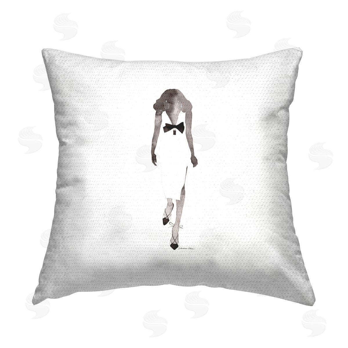 Simone Elum Woman in White Dress Outdoor Quick-Dry Polyester Printed Throw Pillow