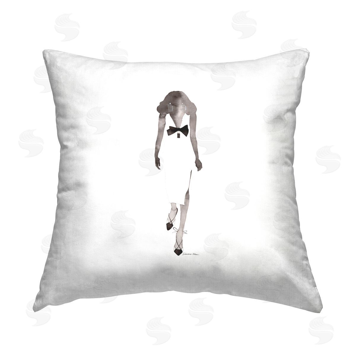 Simone Elum Woman in White Dress Printed Plush Polyester Throw Pillow