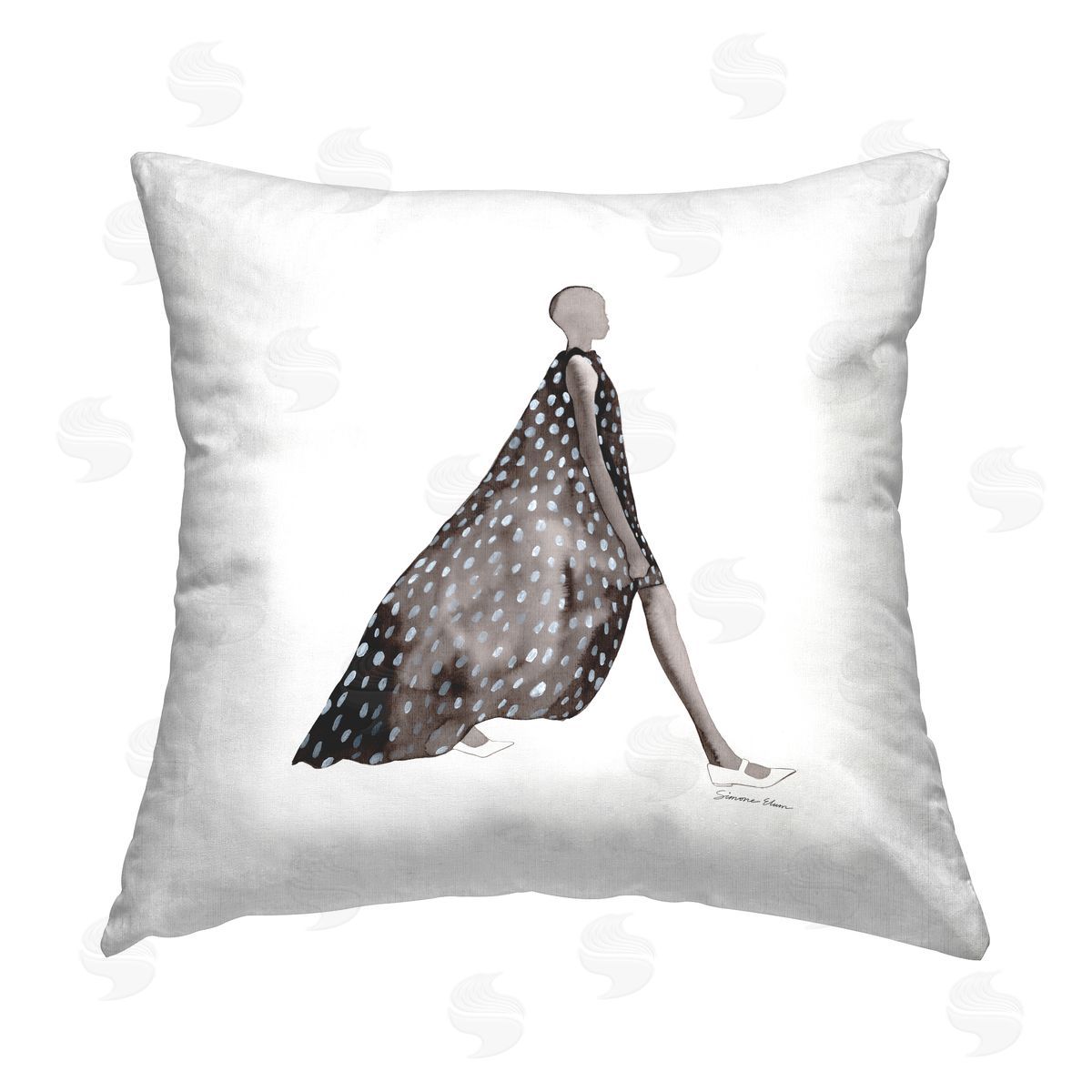 Simone Elum Glam Patterned Dress Printed Plush Polyester Throw Pillow