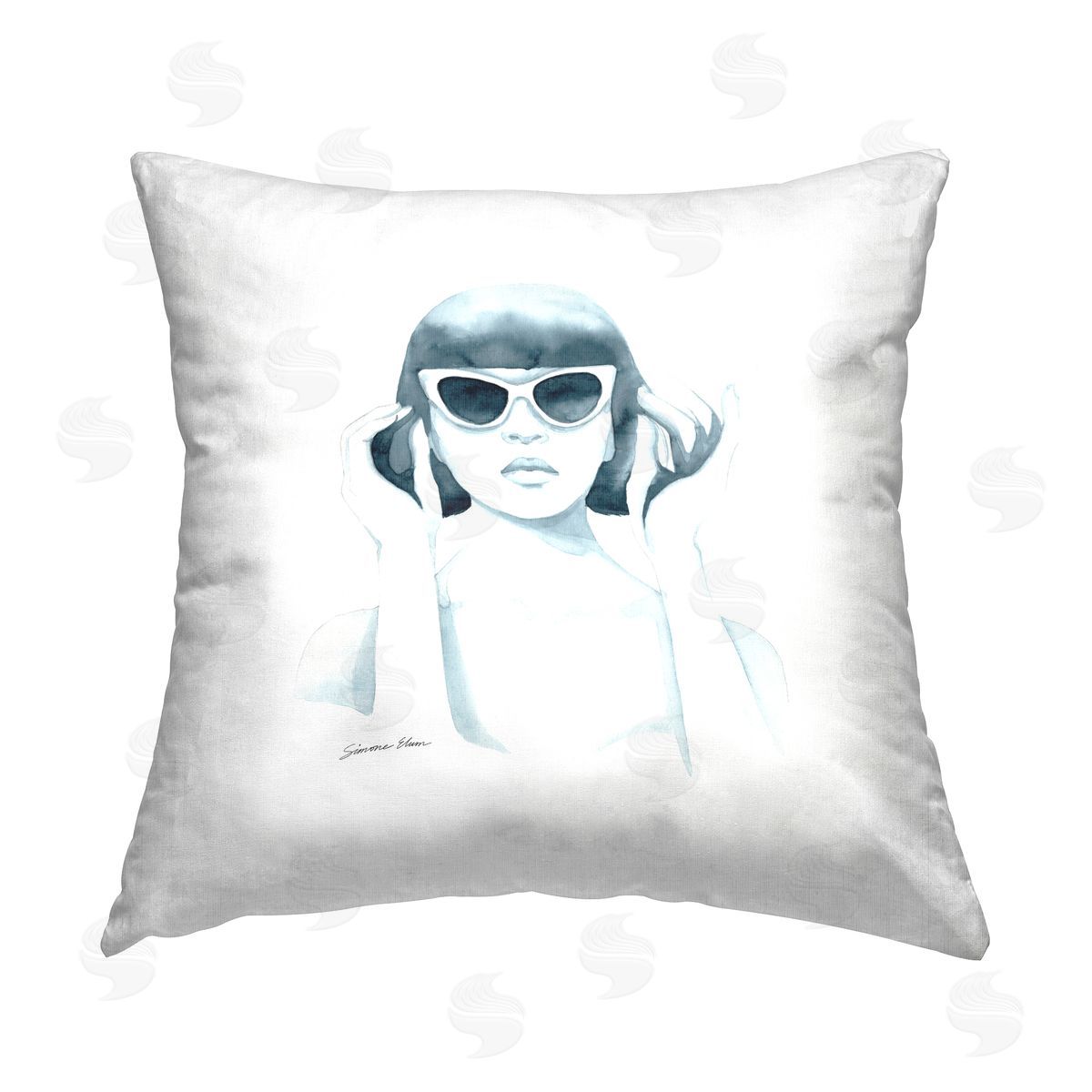 Simone Elum Retro Girl in Sunglasses Printed Plush Polyester Throw Pillow