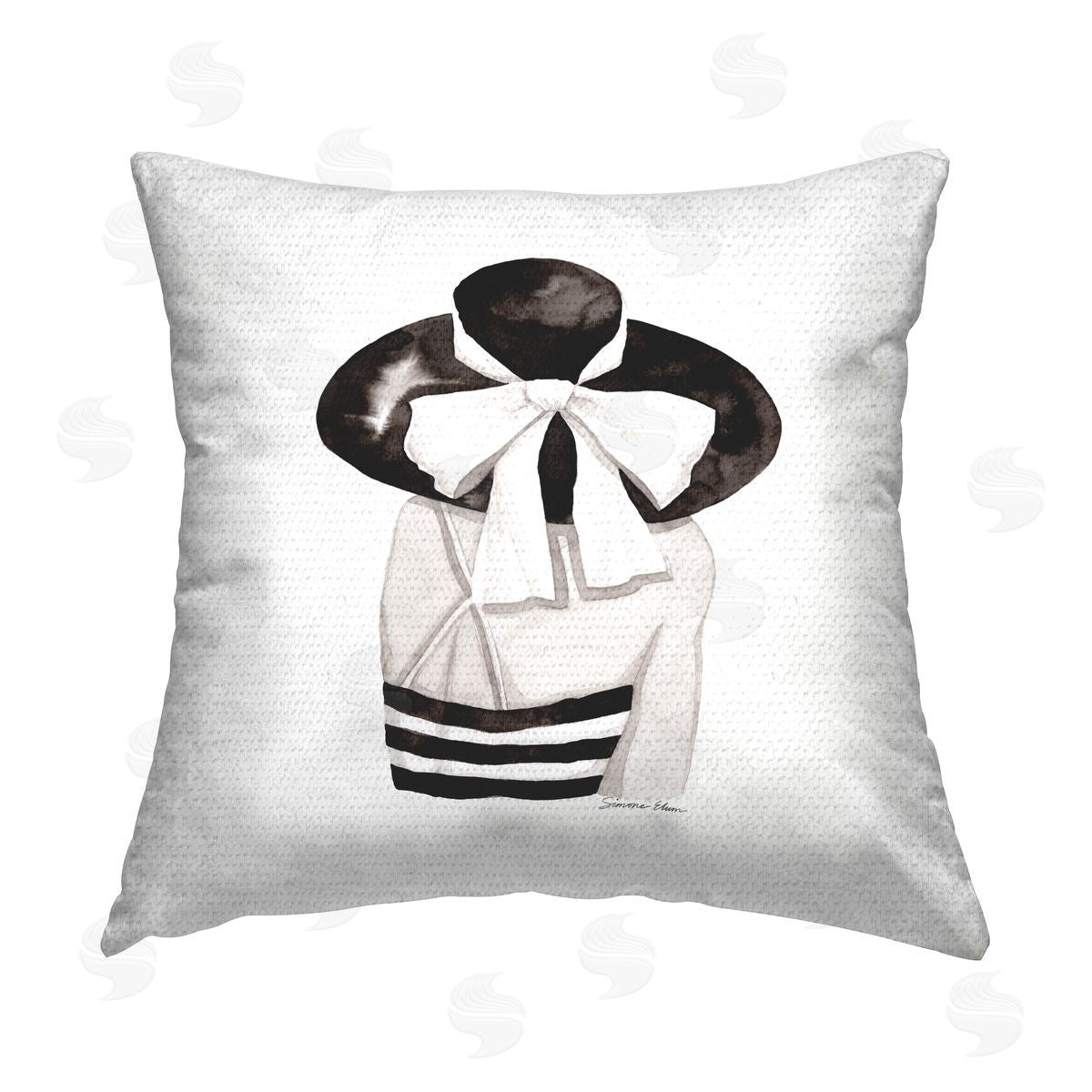 Simone Elum Summer Girl in Sunhat Outdoor Quick-Dry Polyester Printed Throw Pillow
