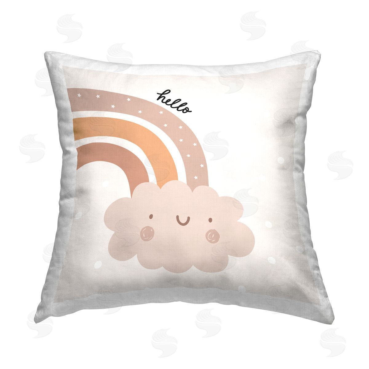 LSR Design Studio Hello Smiling Rainbow Printed Plush Polyester Throw Pillow