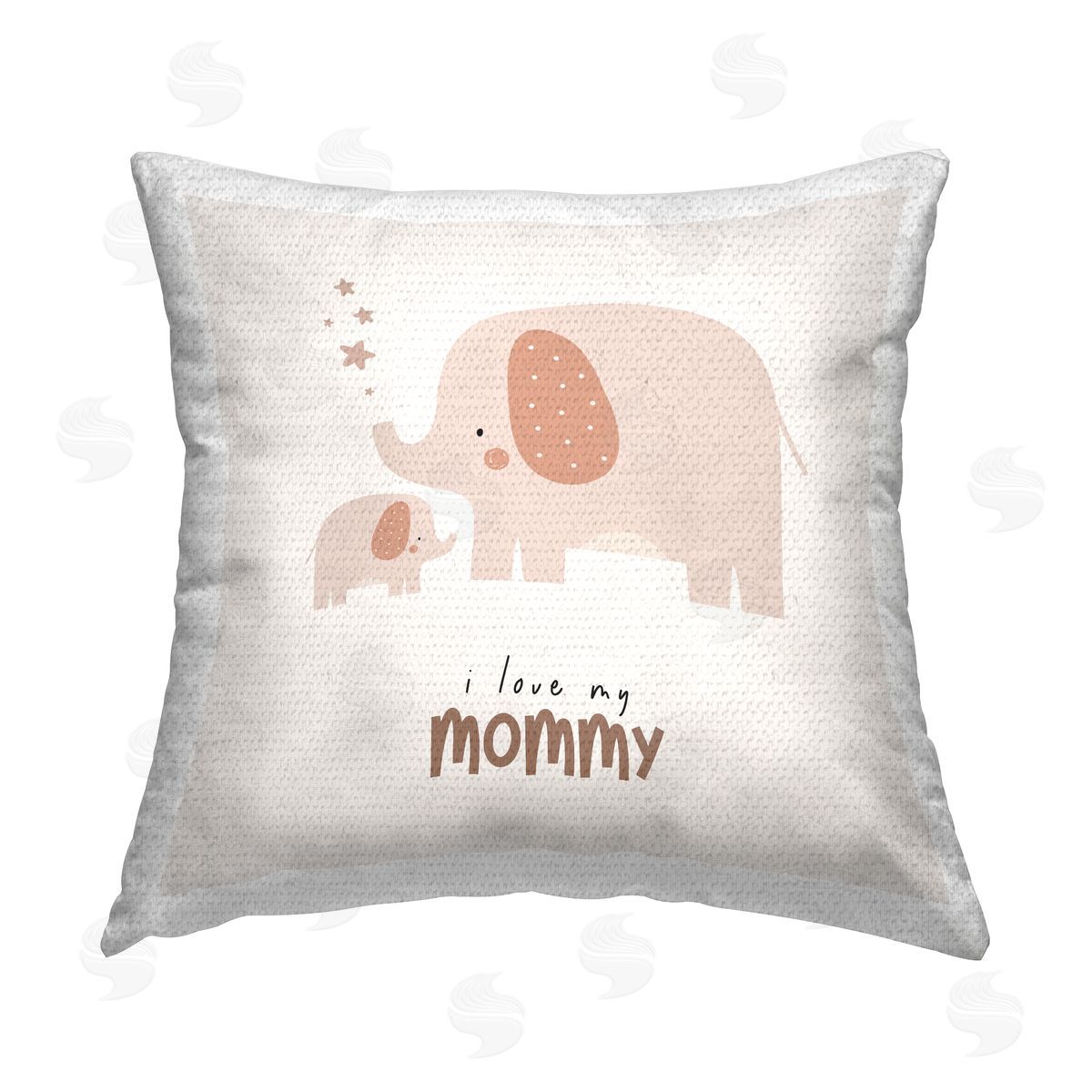 LSR Design Studio Love My Mommy Elephants Outdoor Quick-Dry Polyester Printed Throw Pillow