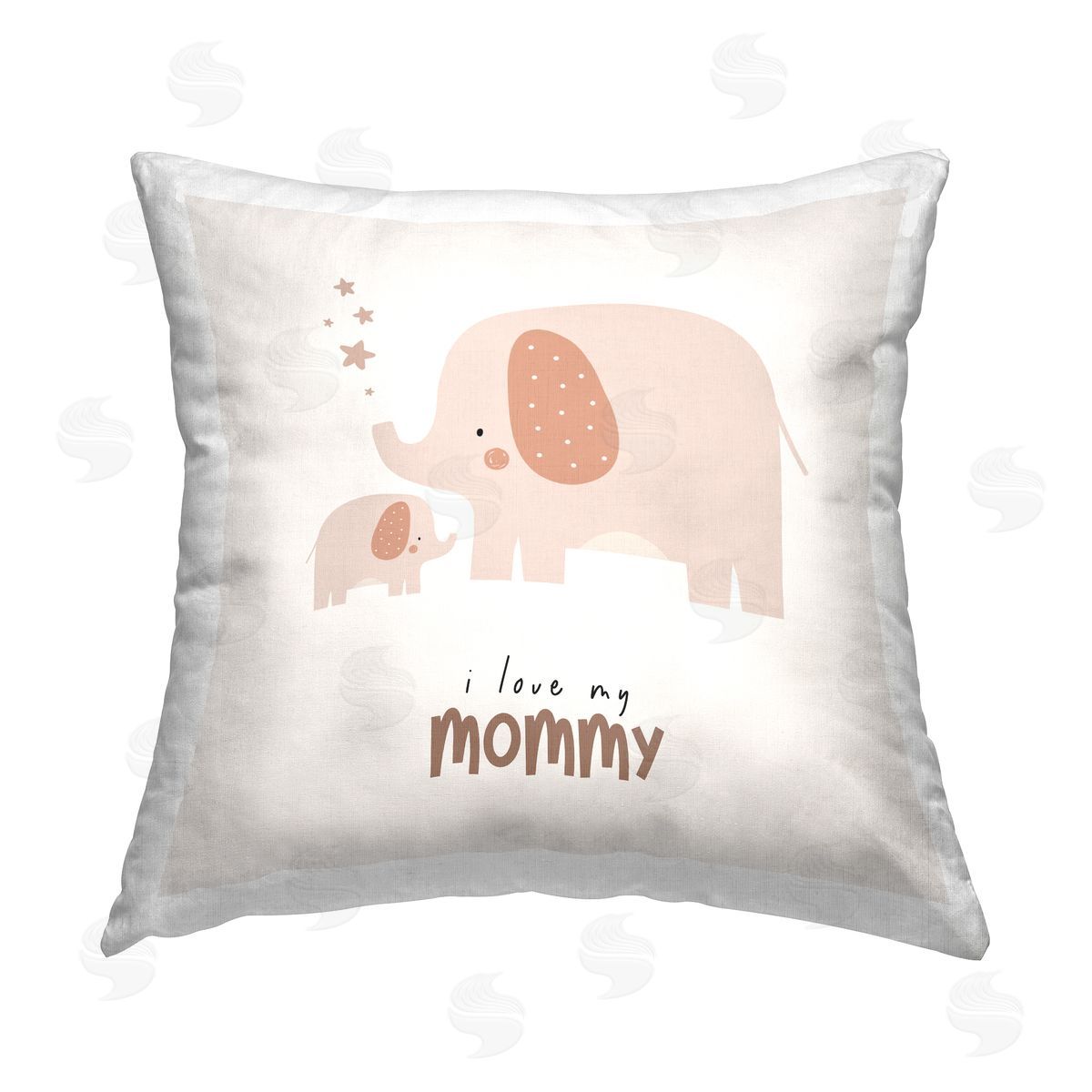 LSR Design Studio Love My Mommy Elephants Printed Plush Polyester Throw Pillow