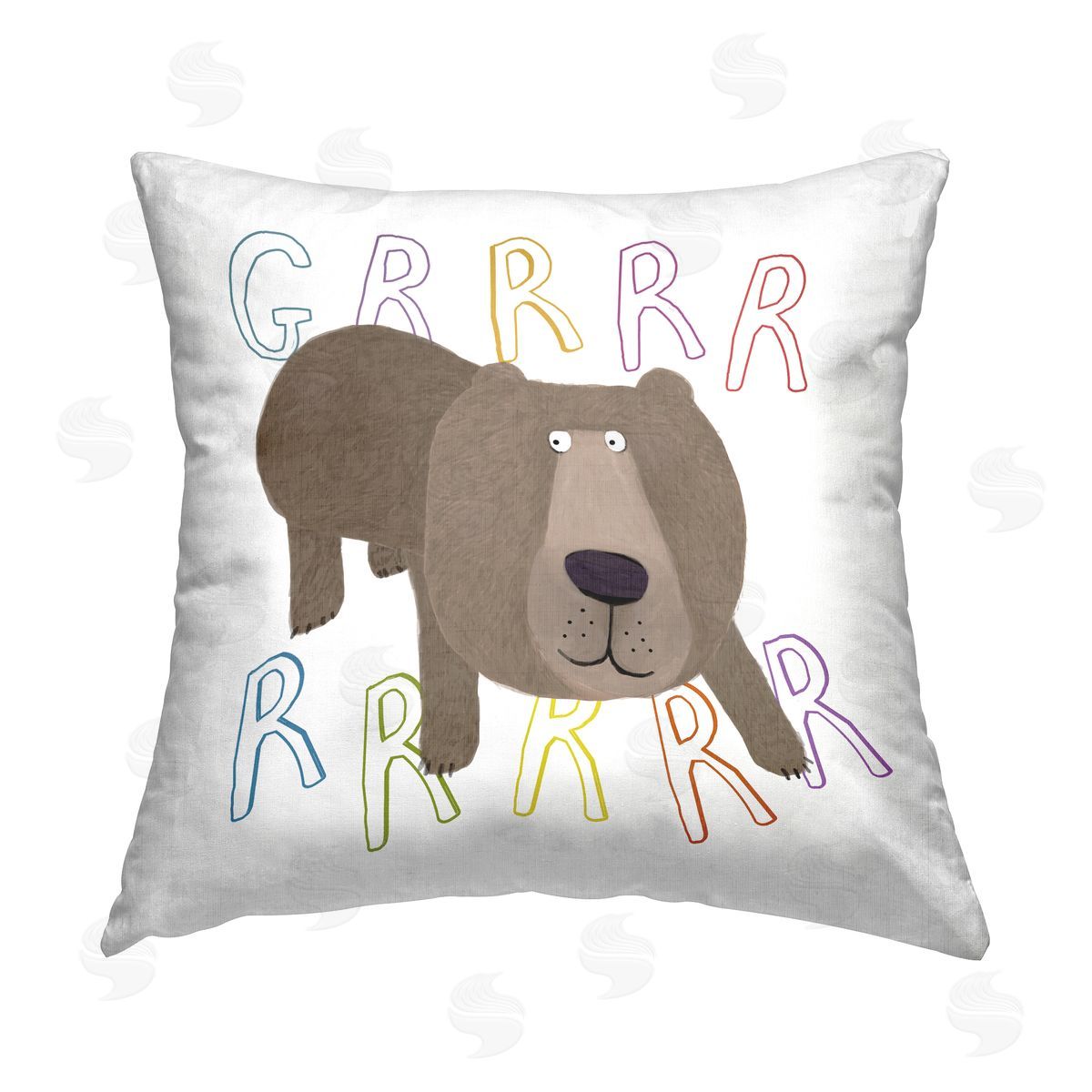 Carla Daly Grrrr Bear Roar Phrase Printed Plush Polyester Throw Pillow
