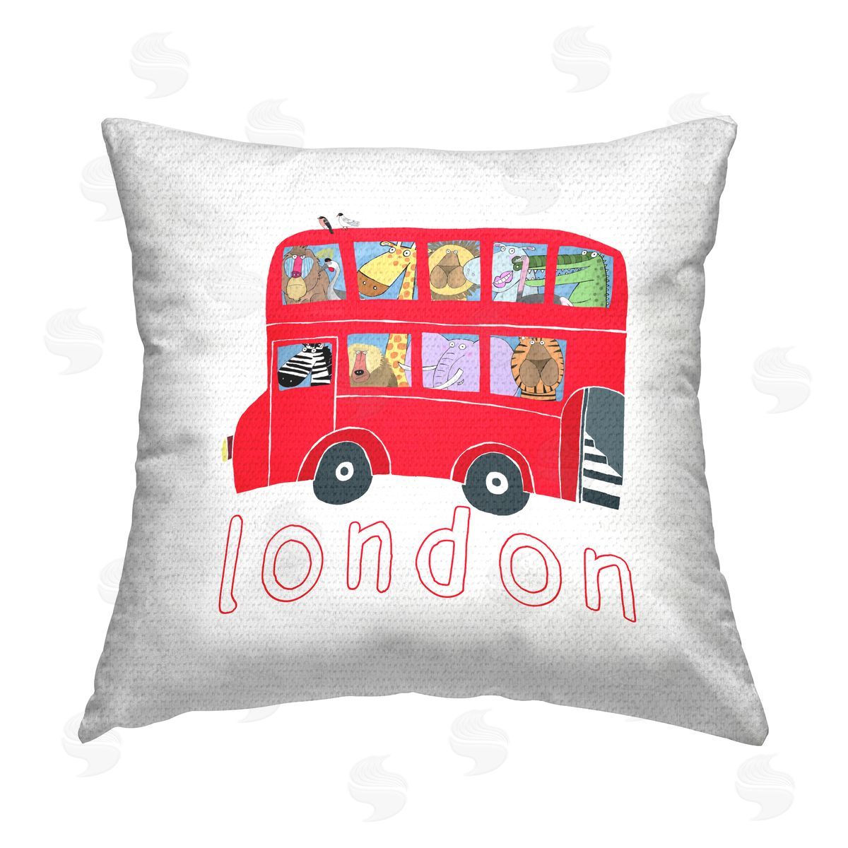 Carla Daly London Zoo Animals Bus Outdoor Quick-Dry Polyester Printed Throw Pillow