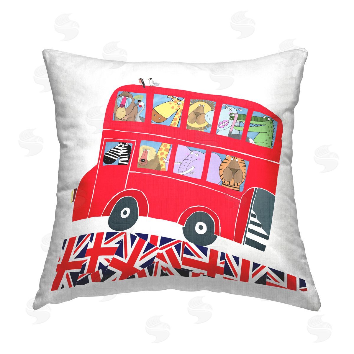 Carla Daly Zoo Animals on Bus Printed Plush Polyester Throw Pillow