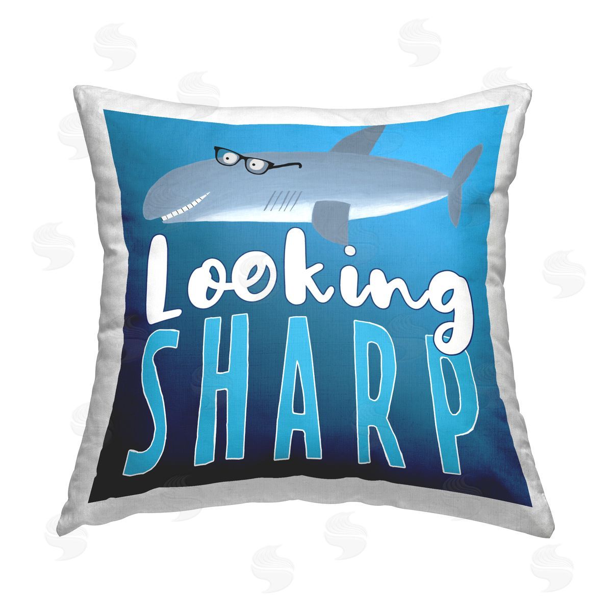 Carla Daly Looking Sharp Marine Shark Printed Plush Polyester Throw Pillow