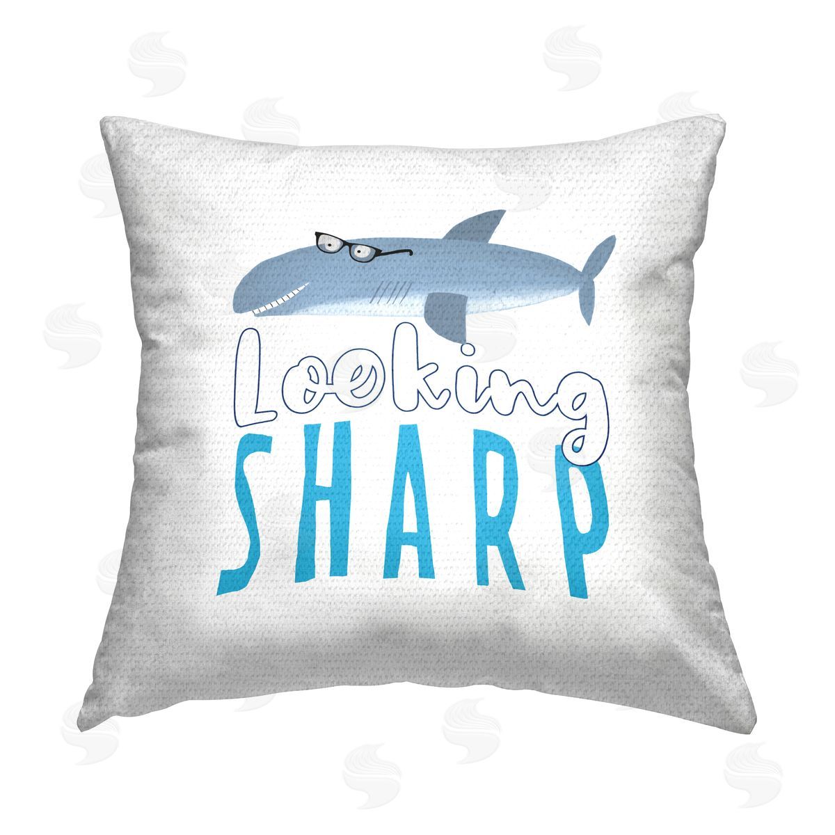 Carla Daly Looking Sharp Shark Phrase Outdoor Quick-Dry Polyester Printed Throw Pillow