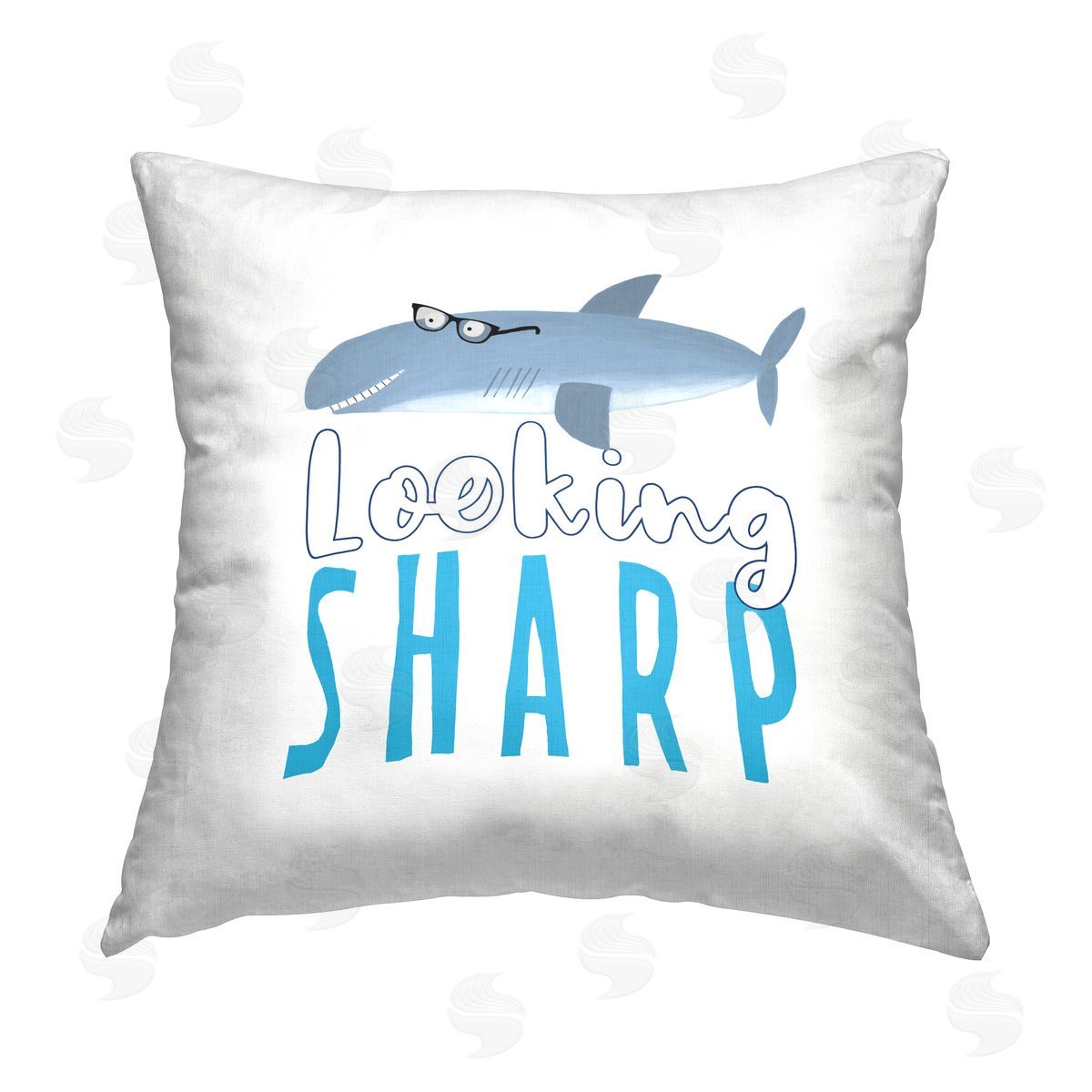 Carla Daly Looking Sharp Shark Phrase Printed Plush Polyester Throw Pillow