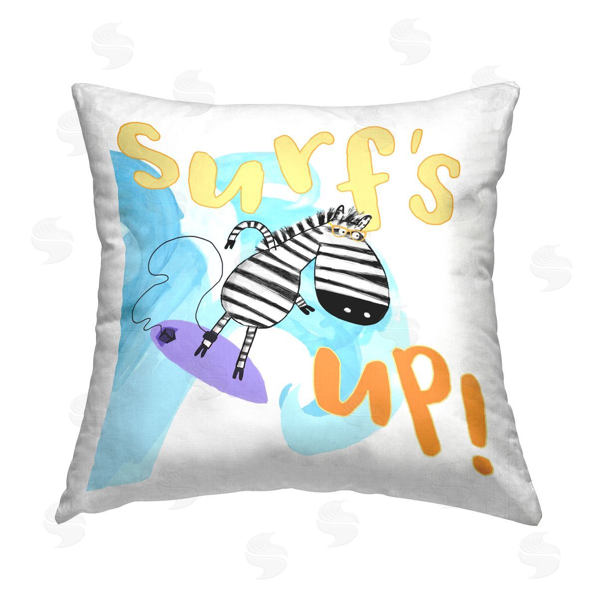 Carla Daly Surf's Up Zebra Phrase Printed Plush Polyester Throw Pillow