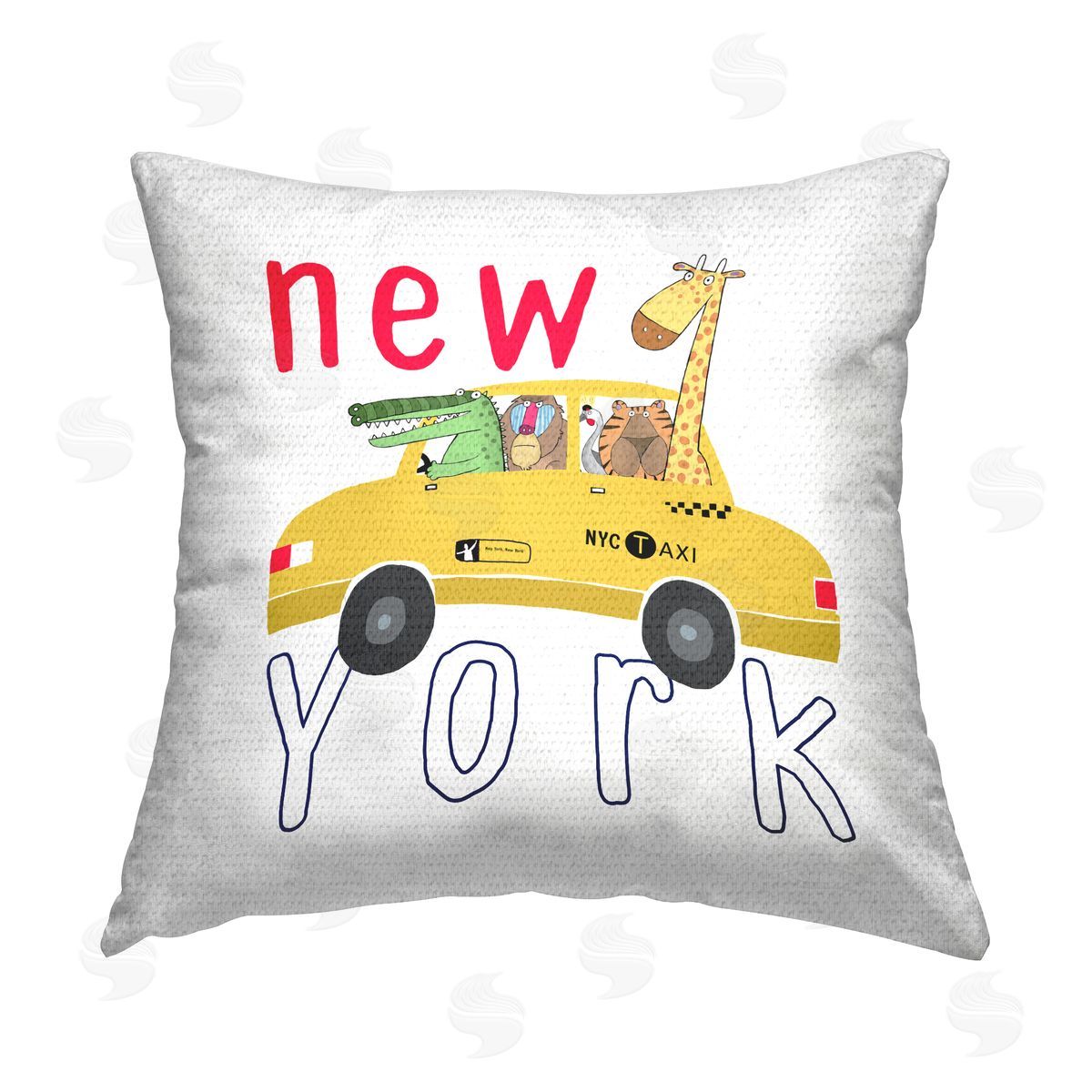 Carla Daly New York Taxi Animals Outdoor Quick-Dry Polyester Printed Throw Pillow