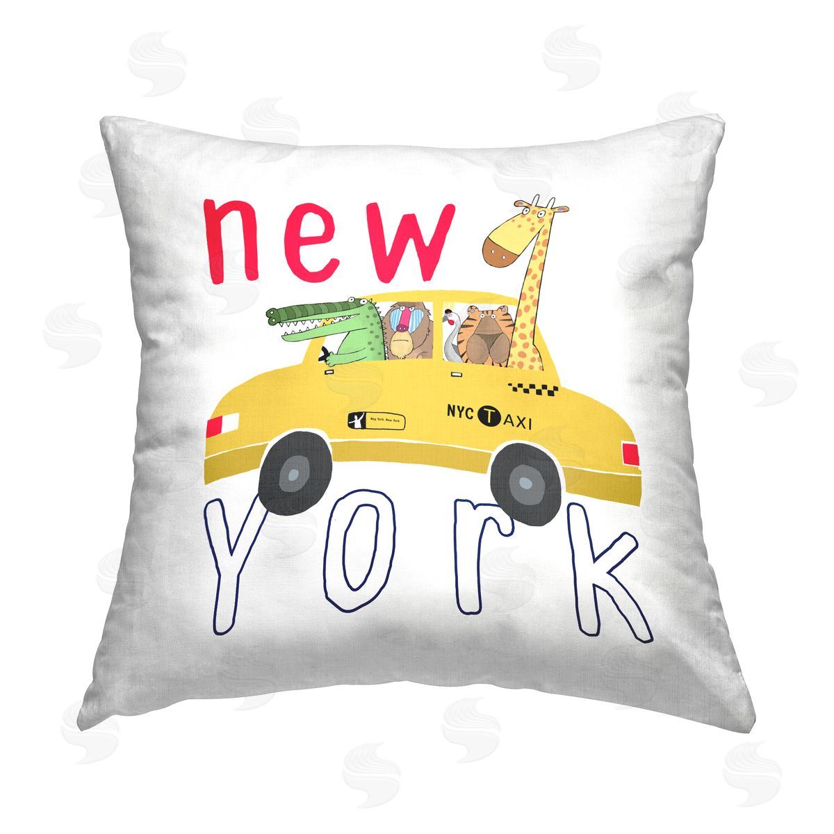 Carla Daly New York Taxi Animals Printed Plush Polyester Throw Pillow