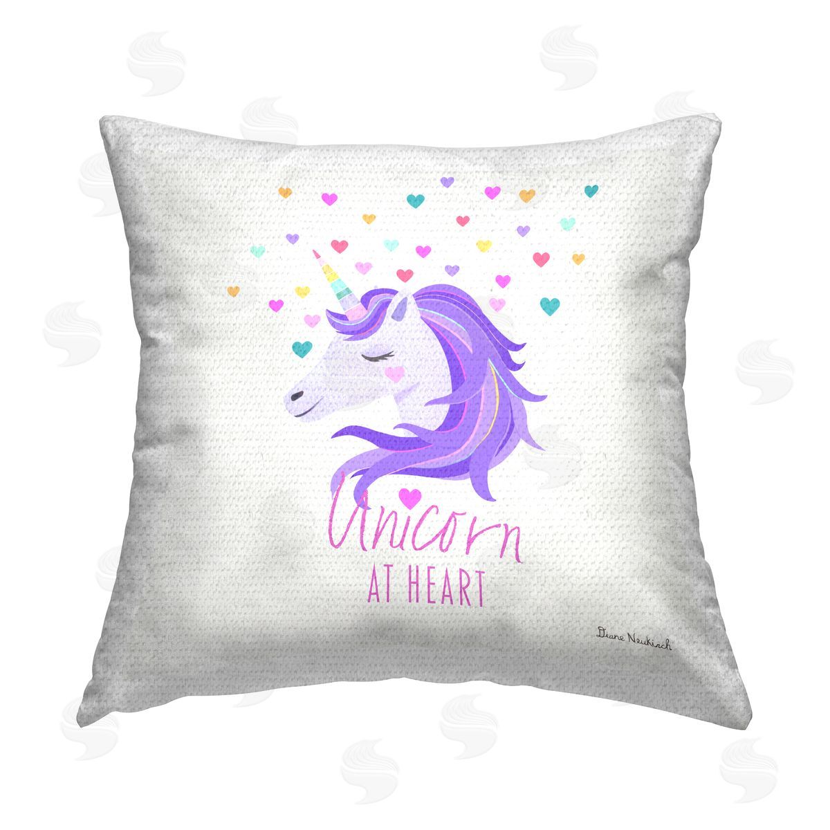 Diane Neukirch Unicorn At Heart Phrase Outdoor Quick-Dry Polyester Printed Throw Pillow